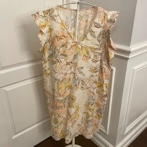 Nicole Miller 100 percent Linen Dress with Subtle Floral Hues